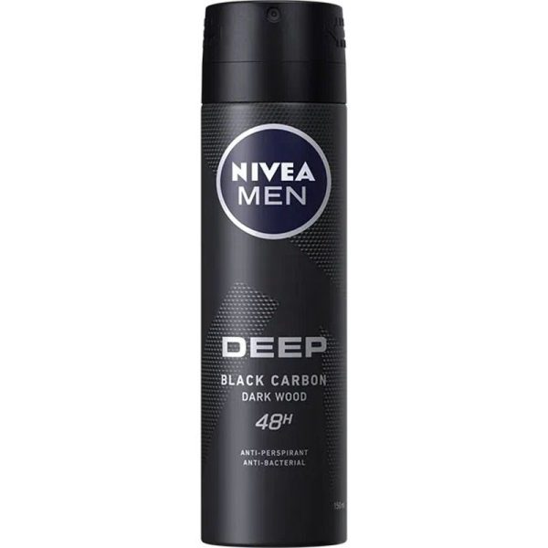 NIVEA DEO DEEP BLACK MENS 150ML PACK OF 6