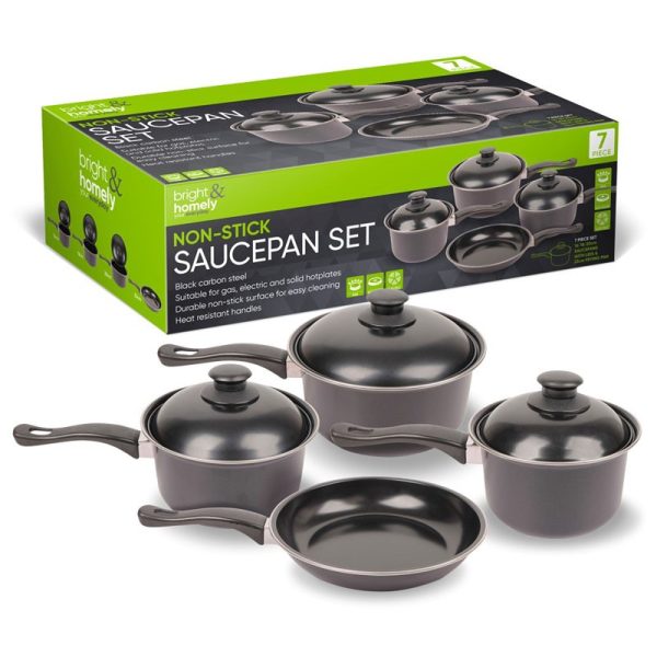 BRIGHT & HOMELY SAUCEPAN NON STICK COOKWARE SET 7PCS