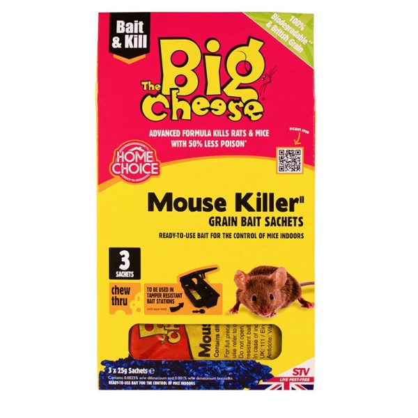 THE BIG CHEESE MOUSE KILLER GRAIN BAIT SACHET 35G X 3