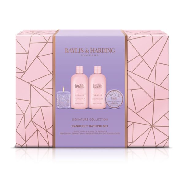 BAYLIS & HARDING JOJOBA, VANILLA & ALMOND OIL LUXURY CANDLELIT BATHING GIFT SET