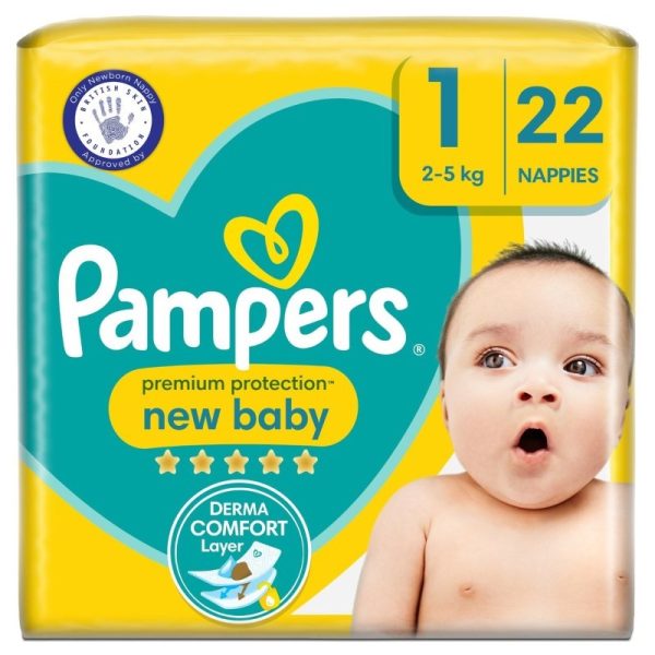 PAMPERS NAPPIES NEW SIZE 1 22S PACK OF 4