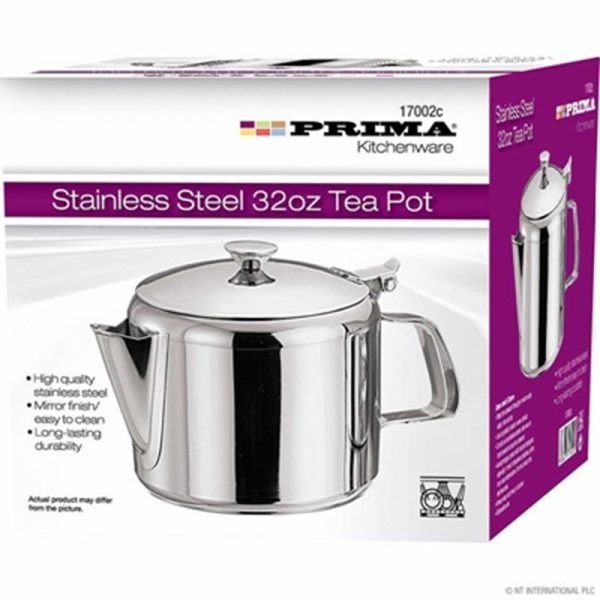 PRIMA STAINLESS STEEL TEA POT 32OZ