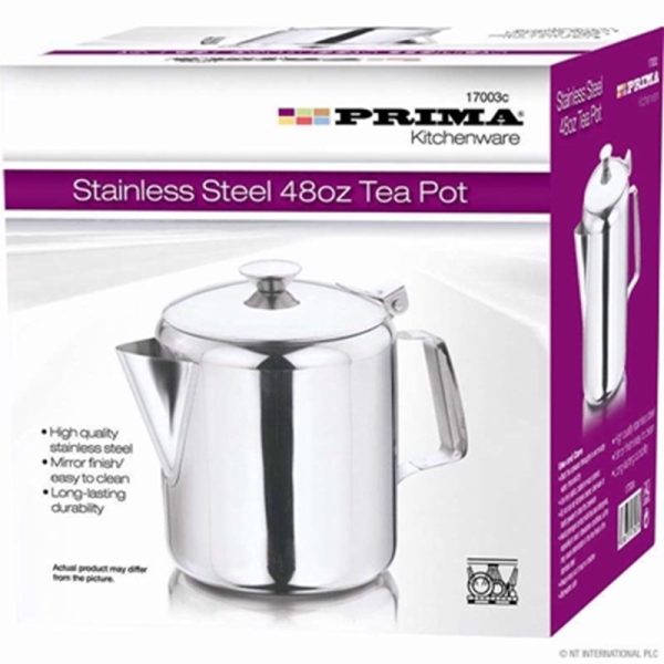 PRIMA STAINLESS STEEL TEA POT 48OZ