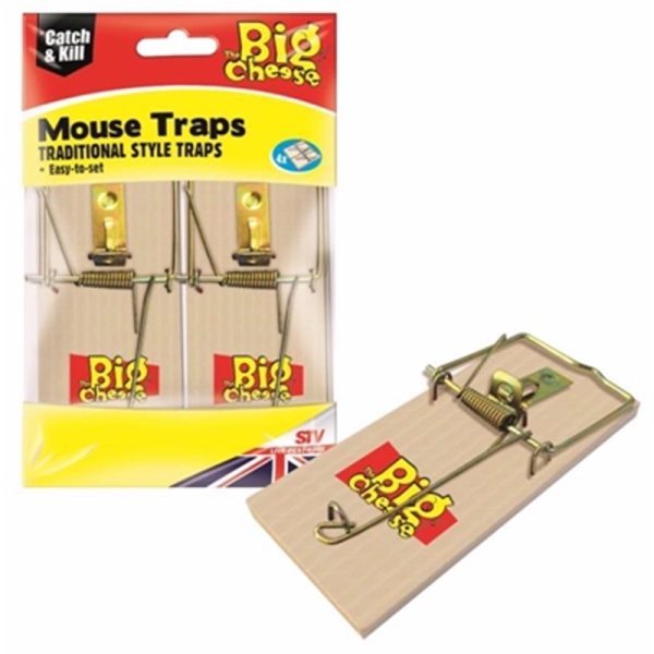 THE BIG CHEESE MOUSE TRAP WOODEN PACK OF 4