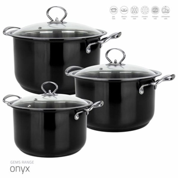 GEMS S/S STOCKPOT SET 3PC ONYX