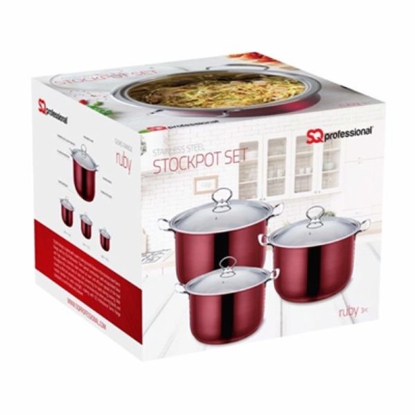 GEMS S/S STOCKPOT SET 3PC RUBY