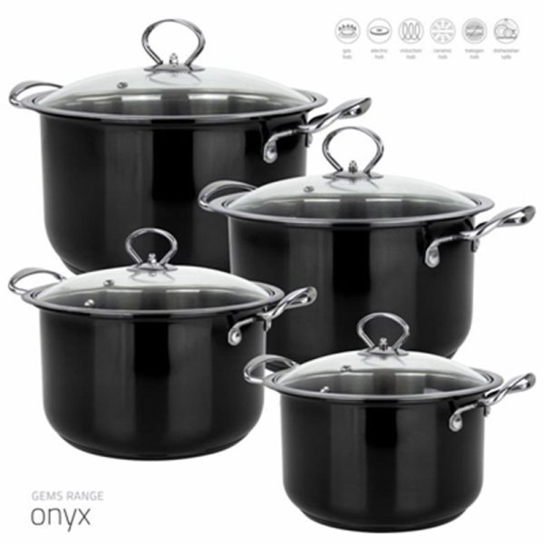 GEMS S/S STOCKPOT SET 4PC ONYX