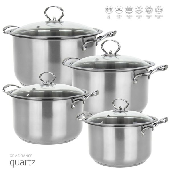 GEMS S/S STOCKPOT SET 4PC QUARTZ