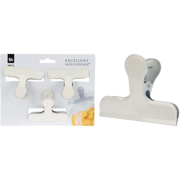 BAG CLIPS METAL SET 3 WHITE