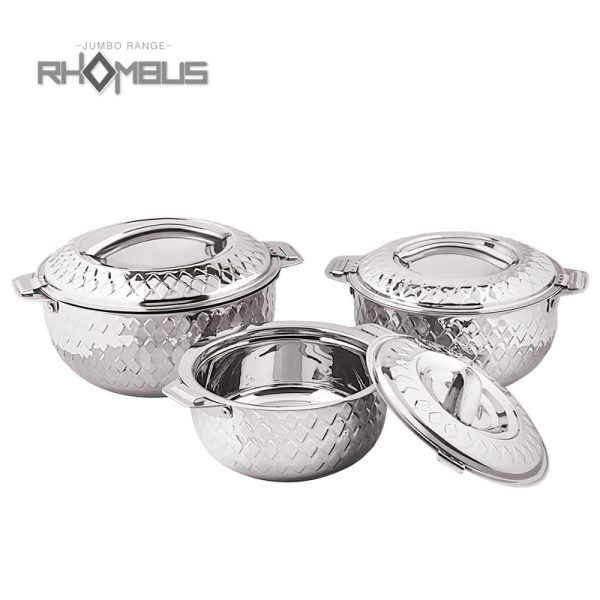 JUMBO STAINLESS STEEL HOT POT SET 3PC 5L - 7.5L - 10L