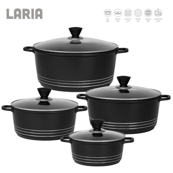 LARIA STOCKPOT DIE-CAST BLACK 4PCE SET