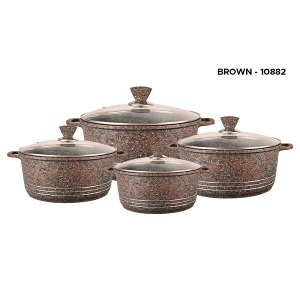 LARIA STOCKPOT DIE-CAST GRANITE BROWN 4PCE SET