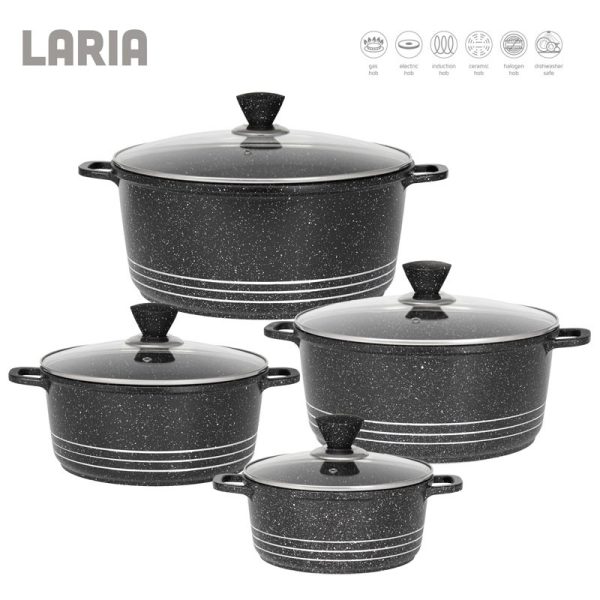 LARIA STOCKPOT DIE-CAST MARBLE BLACK 4PCE SET (SP)