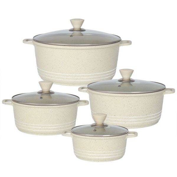 LARIA STOCKPOT DIE-CAST MARBLE CREAM 4PCE SET