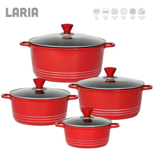 LARIA STOCKPOT DIE-CAST RED 4PCE SET