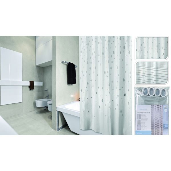 SHOWER CURTAIN 180 X 180CM 3 ASSORTED