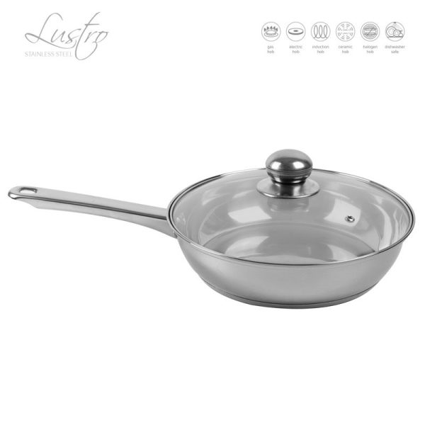 LUSTRO FRYING PAN WITH LID STAINLESS STEEL SILVER 24CM