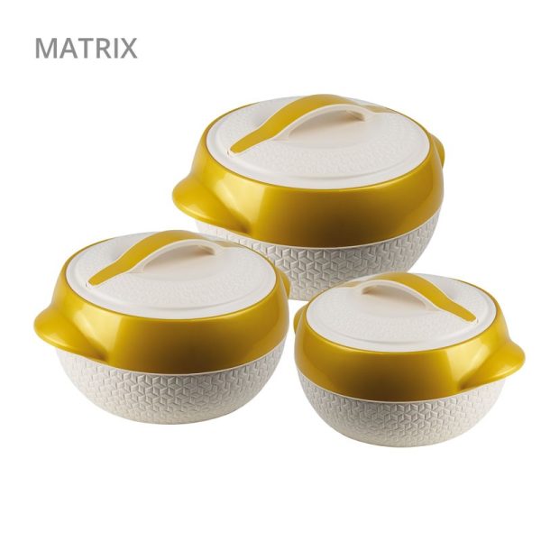 MATRIX INSULATED CASSEROLE SET 3PC BEIGE 2.5-3.5-5L