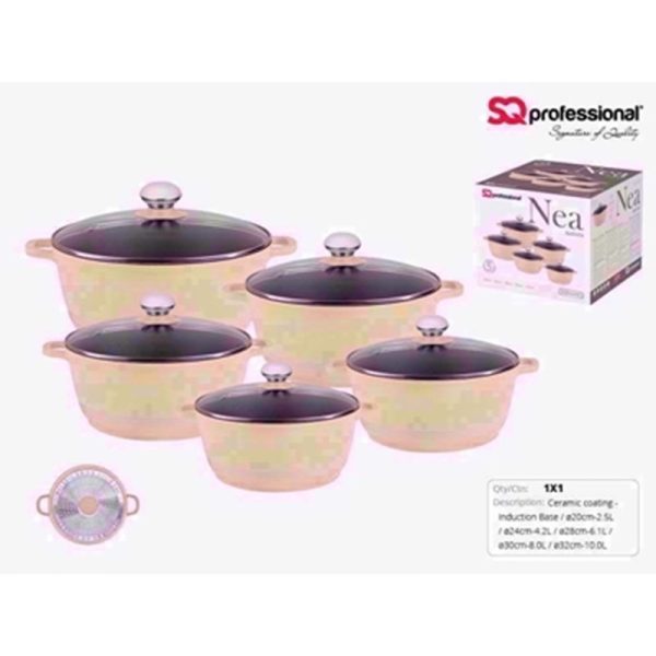 NEA DIECAST STOCKPOT SERAMIQ 5 SET CREAM