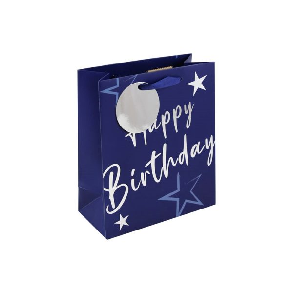 GIFT BAG BIRTHDAY SCRIPT MALE MEDIUM PACK OF 6