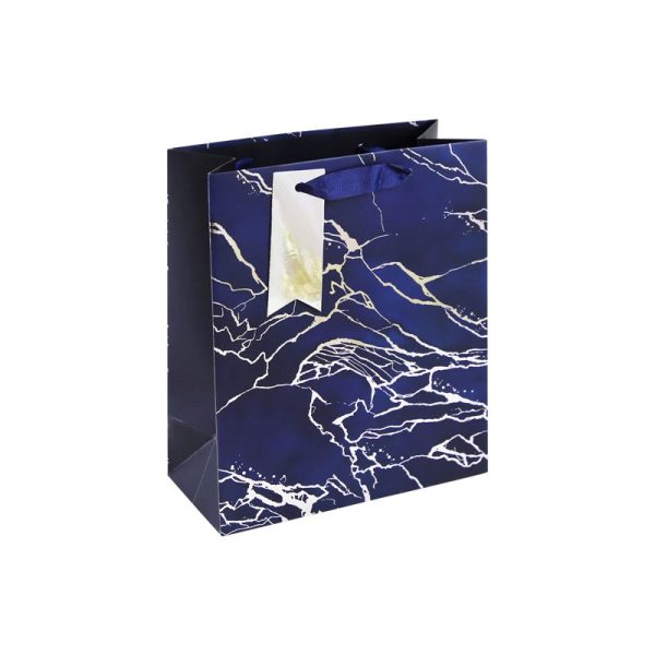 GIFT BAG BLUE MARBLE MEDIUM PACK OF 6