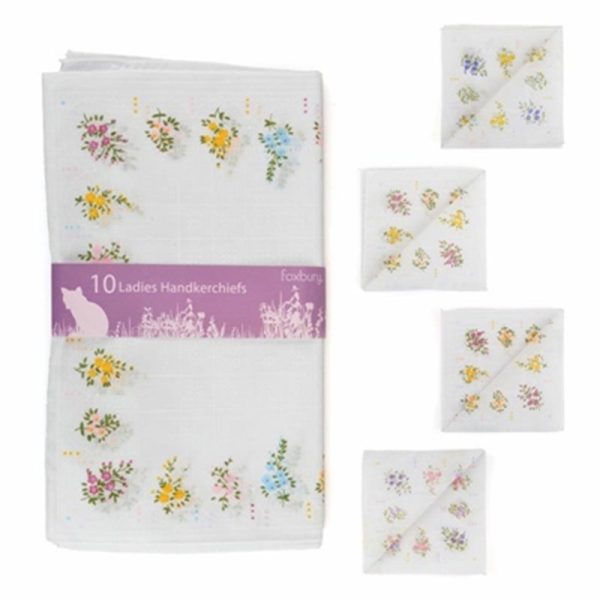 HANKIE LADIES 10 PRINTER HANKIES ASSORTED