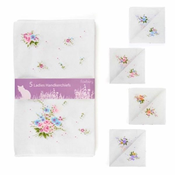 HANKIE LADIES 5 PRINTER HANKIES ASSORTED