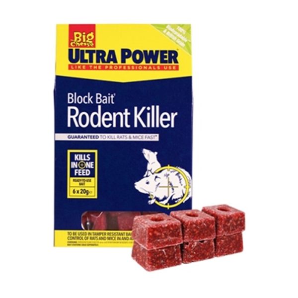 THE BIG CHEESE RAT BLOCK BAIT KILLER 6PCE