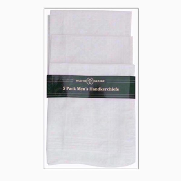 HANKIE MENS WHITE 5 HANKIES