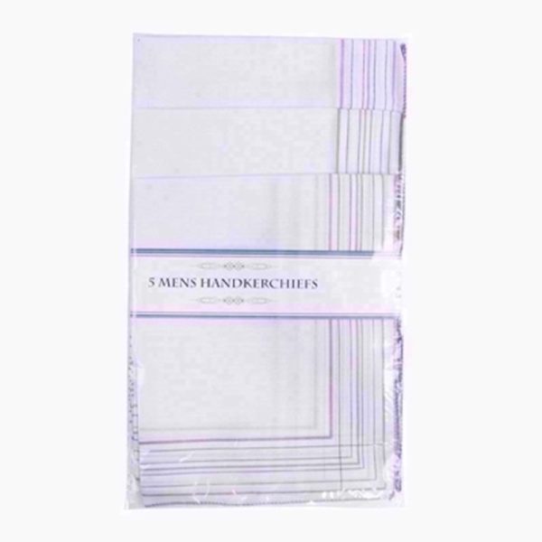 HANKIE MENS WHITE 5 HANKIES