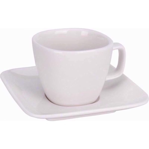 CUP AND SAUCER 100CC WHITE PORCELAIN