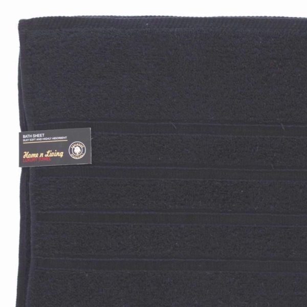 PREMIUM SATIN BATH SHEETS BLACK PACK OF 3