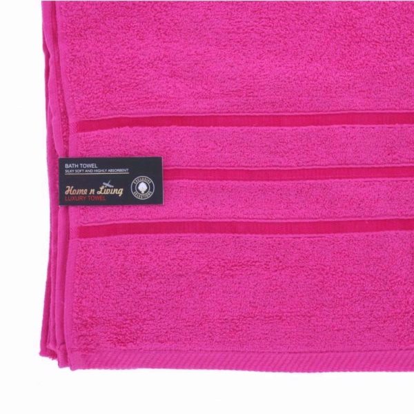 PREMIUM SATIN BATH TOWELS FUSCHIA PACK OF 3