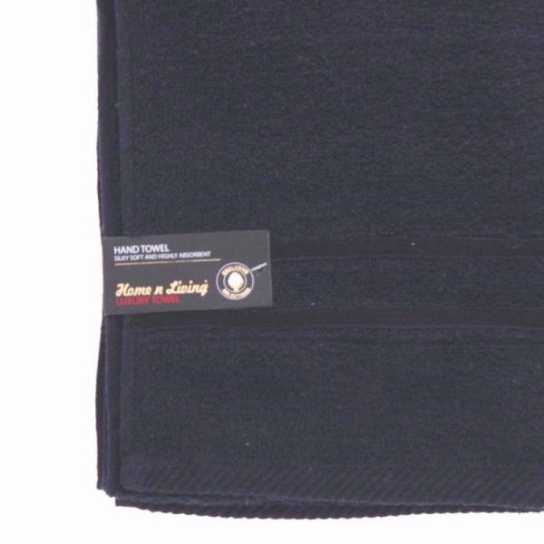 PREMIUM SATIN HAND TOWELS BLACK PACK OF 4