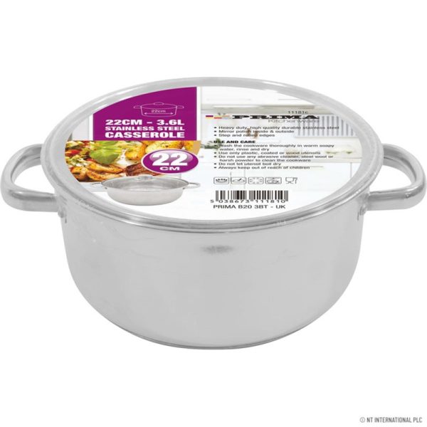 PRIMA INDUCTION BASE CASSEROLE POT 22CM