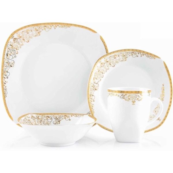 DONYA DINNER SET SQUARE GOLD 16PCS