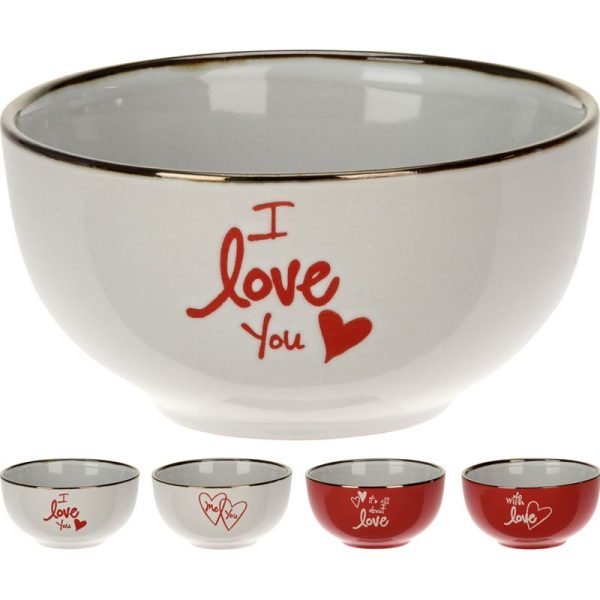 HEART BOWL STONEWARE 475ML 4ASS D0000