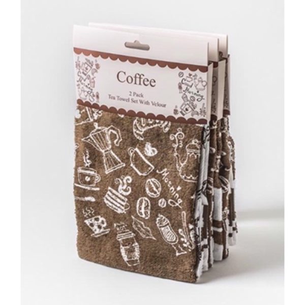 TEA TOWELS VELOUR COFFEE 2 PCS