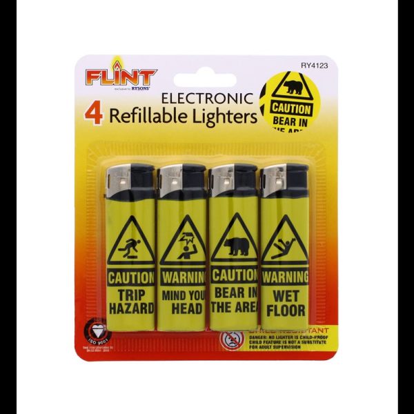 ELECTRONIC LIGHTERS PACK OF 4-HAZARDS