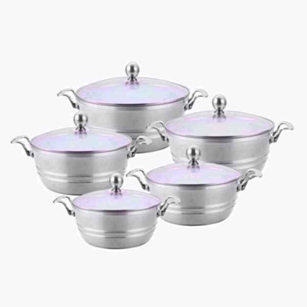 PRO DIECAST STOCKPOT CASSEROLE 5 SET QUARTZ