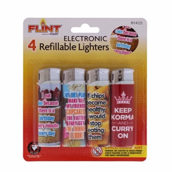 ELECTRONIC LIGHTERS PACK OF 4-SLOGAN