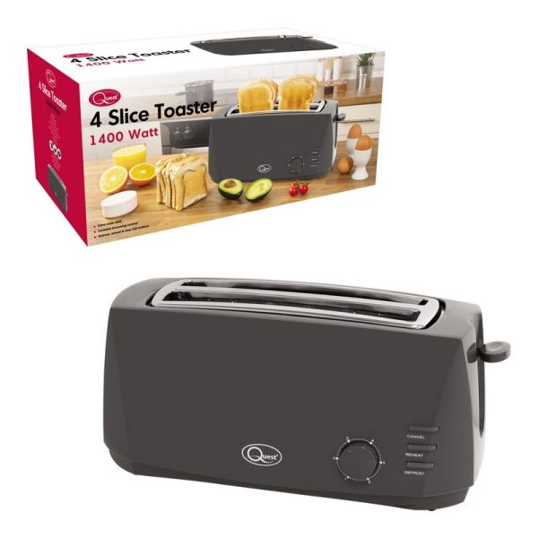 QUEST GREY TOASTER 4 SLICE 35089