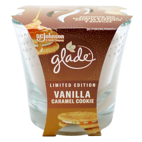 GLADE CANDLE CARAMEL & VANILLA 129G PACK OF 6