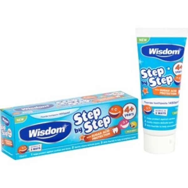 WISDOM TOOTHPASTE STEP BY STEP 4+ PACK OF 12