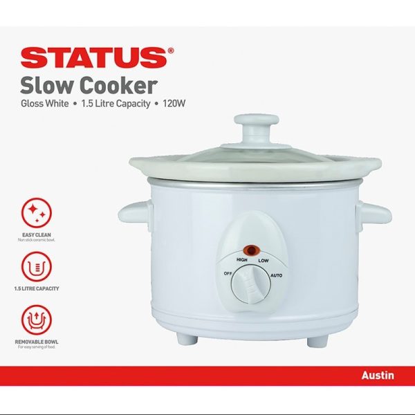 STATUS AUSTIN RND SLOW COOKER 1.5LT WHITE