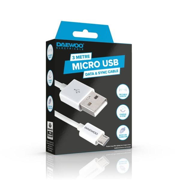 DAEWOO 3 MTR USB-A TO MICRO USB CABLE ELA1348