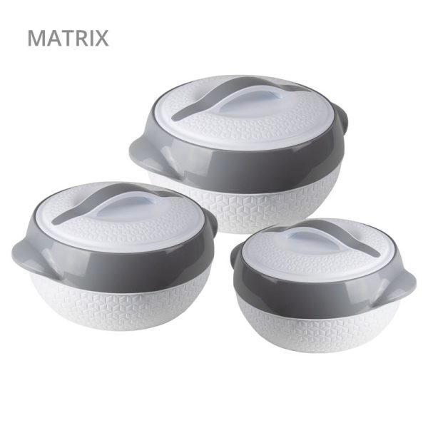 SQ MATRIX INSULATED CASSEROLE SET 3PC WHITE 2.5-3.5-5L