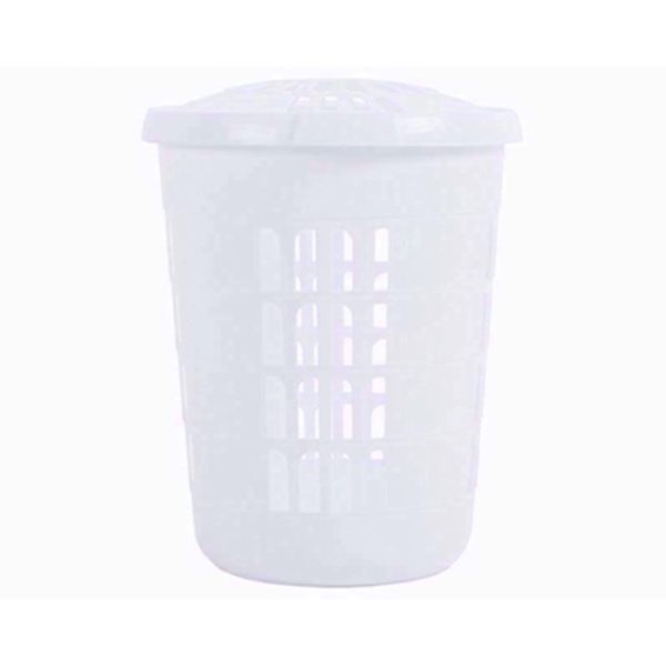 WHAM ROUND WHITE LAUNDRY BASKET & LID