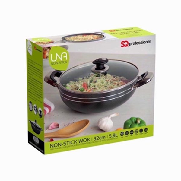 UNA DOUBLE HANDLE N/S WOK 32CM