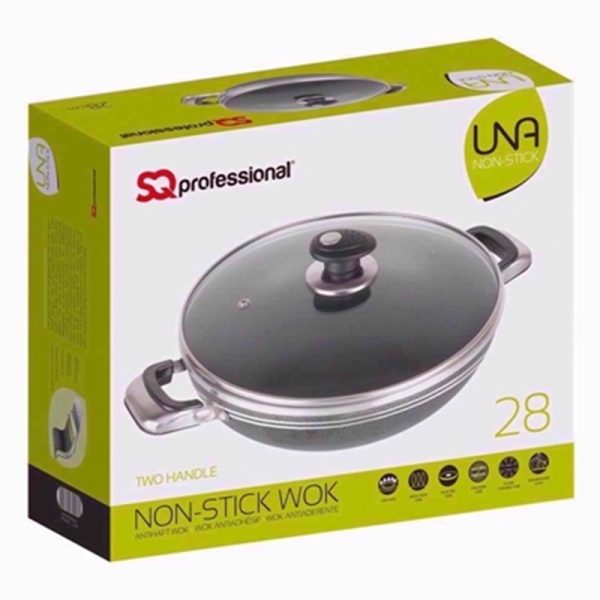 UNA N/S WOK TWO HANDLE 28CM